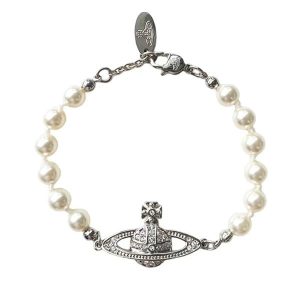Vivienne Westwood Mini bas relief 浮雕珍珠手鍊 女款 銀色