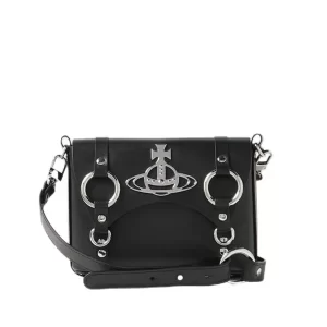 Vivienne Westwood Kim crossbody 小號皮質斜挎包 黑色