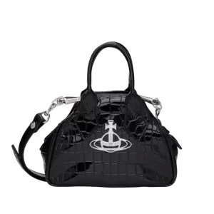 Vivienne Westwood Yasmine 迷你鱷魚紋皮革手提包 單肩斜挎包 黑色