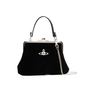 Vivienne Westwood Granny Frame 天鵝絨手提包 黑色