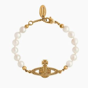 Vivienne Westwood Mini bas relief 浮雕珍珠手鍊 金色