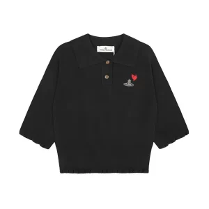 【2色】Vivienne Westwood 西太后土星刺繡針織短款五分袖針織毛衣