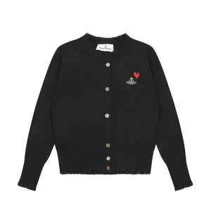 【2色】Vivienne Westwood 花邊圓領愛心羊毛針織衫 長袖開衫外套
