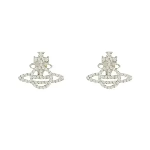 Vivienne Westwood 西太后 Calliope 滿鑽土星造型耳釘 女款 銀色