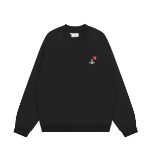 【黑/白】Vivienne Westwood 圓領土星LOGO愛心印花長袖衛衣