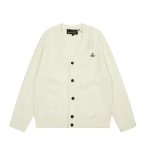 【2色】Vivienne Westwood 西太后立體麻花針織V領加厚開衫 毛衣外套