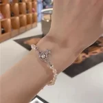 Vivienne Westwood 十字水晶土星珍珠手鍊